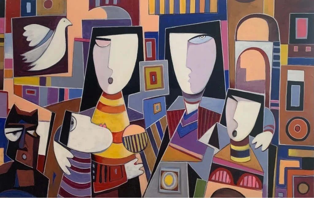 THE FAMILY NEOCUBISM ACRYLIC ON CANVAS 36X60 (91X152CM) 2025 – Sold
