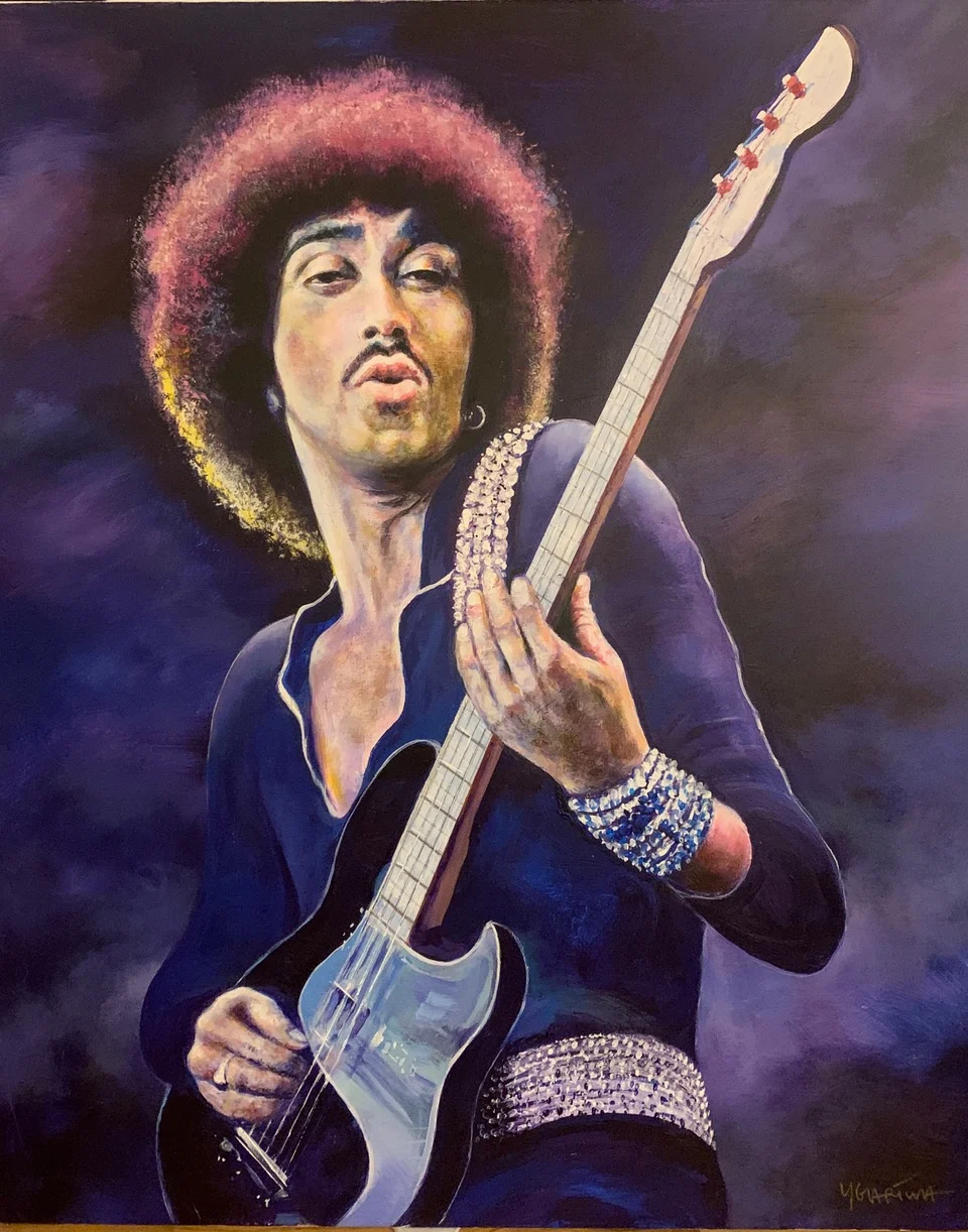 Phil Lynott of Thin Lizzy (Aug 20 1949-Jan 4 1986) Acrylic on Canvas 152 x 121 cm | 60 x 48 in 2025 €4,000
