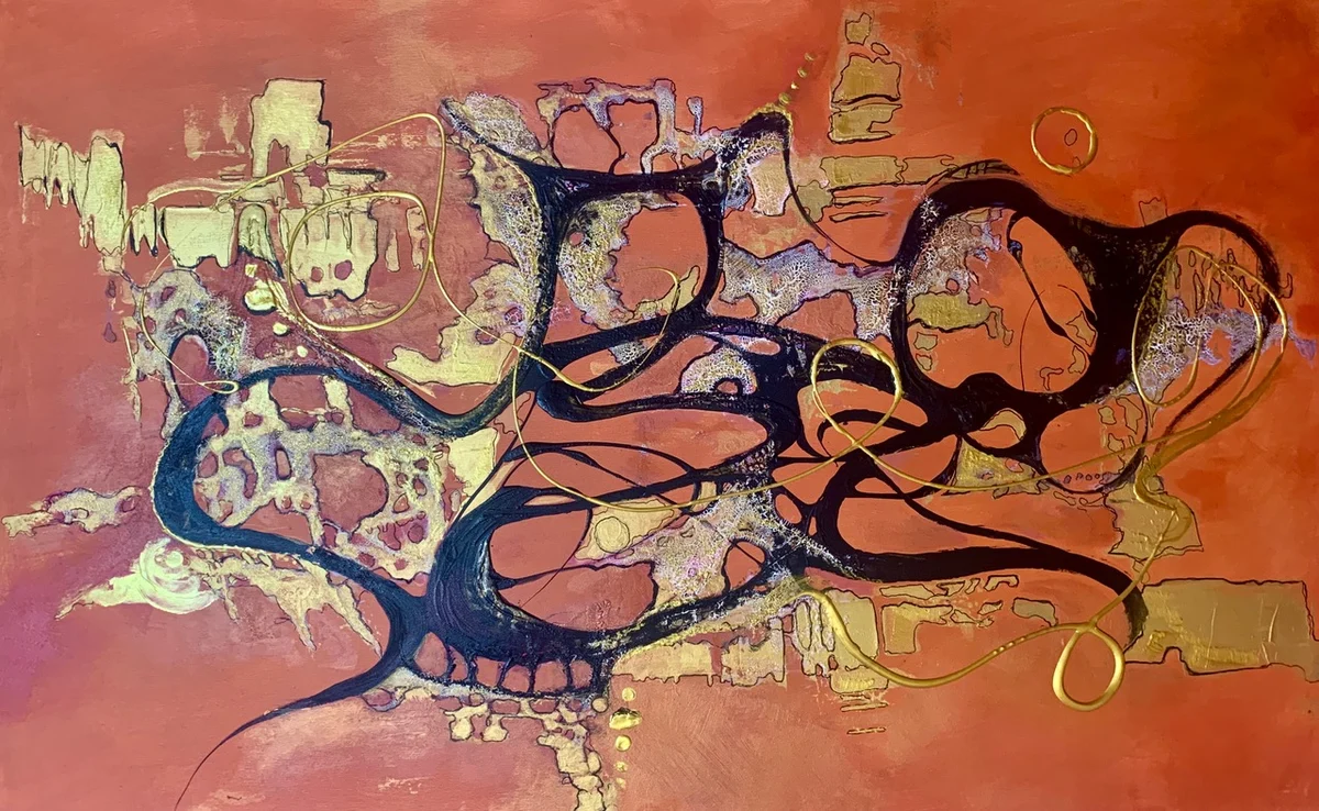 Golden Fragments of Memory, Acrylic on Canvas 90 × 145 cm | 35 × 57 in – 2025 €3,000