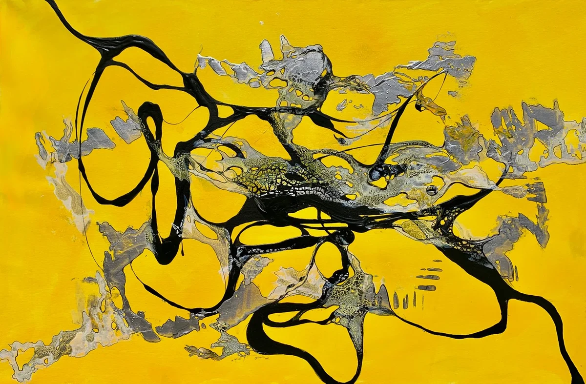 Silver Currents on Solar Tide, Acrylic on Canvas 95 x 145 cm | 37 x 57 in - 2025 €3,000