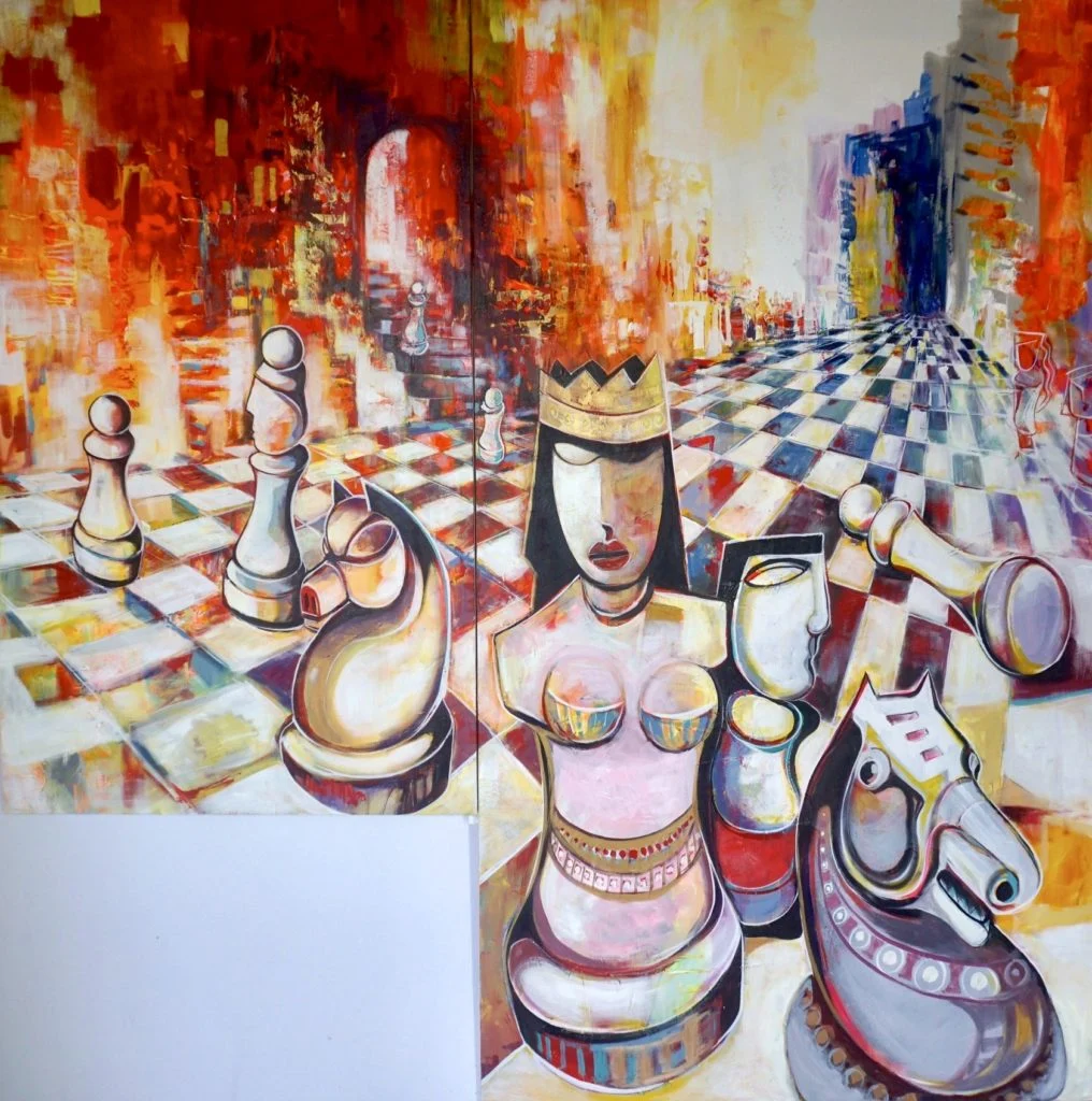 THE QUEEN ACRYLIC ON CANVAS 84X84”(213x213CM) DIPTYCH $10,500.00