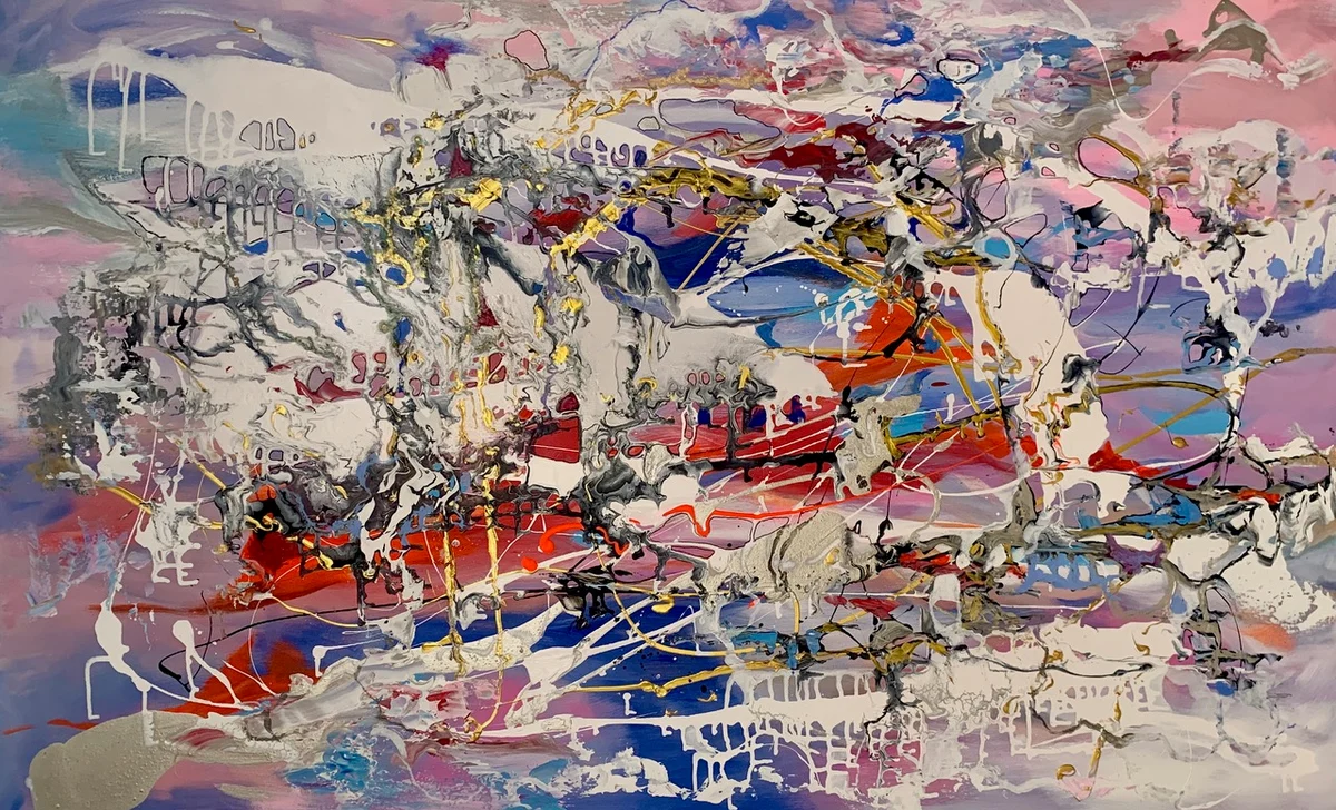 Constellations of Energy, Acrylic on Canvas 95 × 153 cm | 37 × 60 in – 2025. €3,000