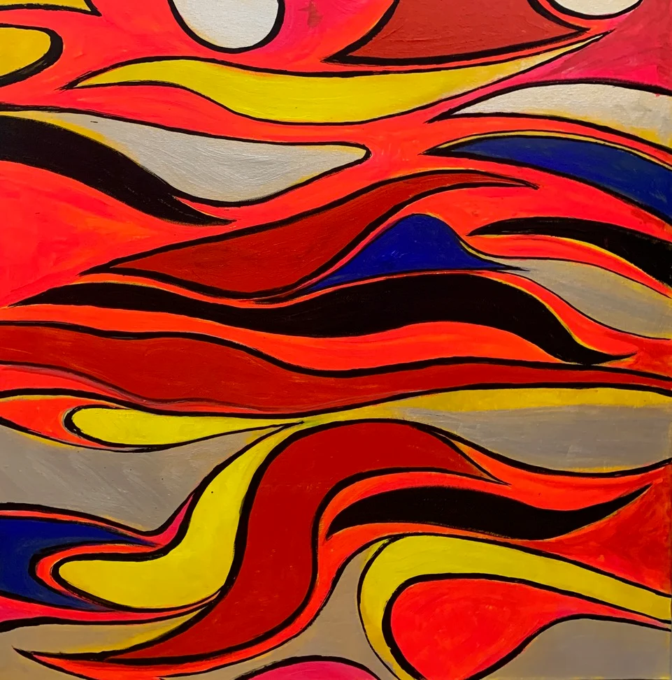 Waves of Fire, Acrylic on Canvas 96 × 96 cm | 38 × 38 in – 2025 €1,800