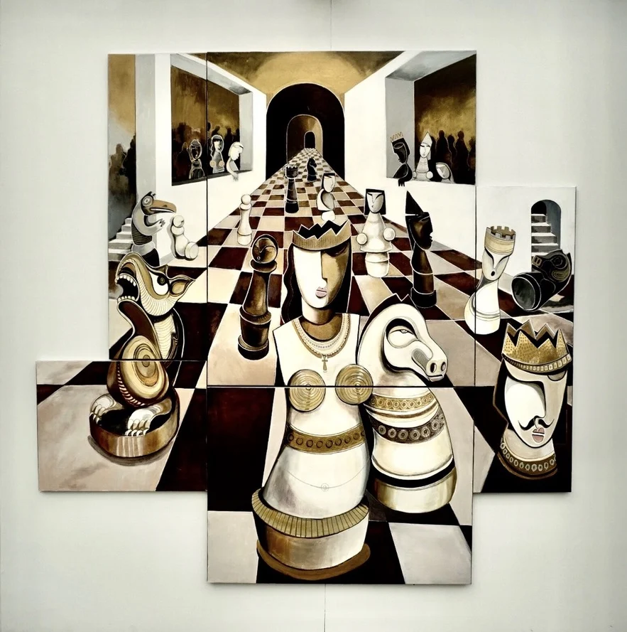 CHECKMATE SECTIONAL PAINTING 108×108” (274x274CM) ACRYLIC ON CANVAS – SOLD